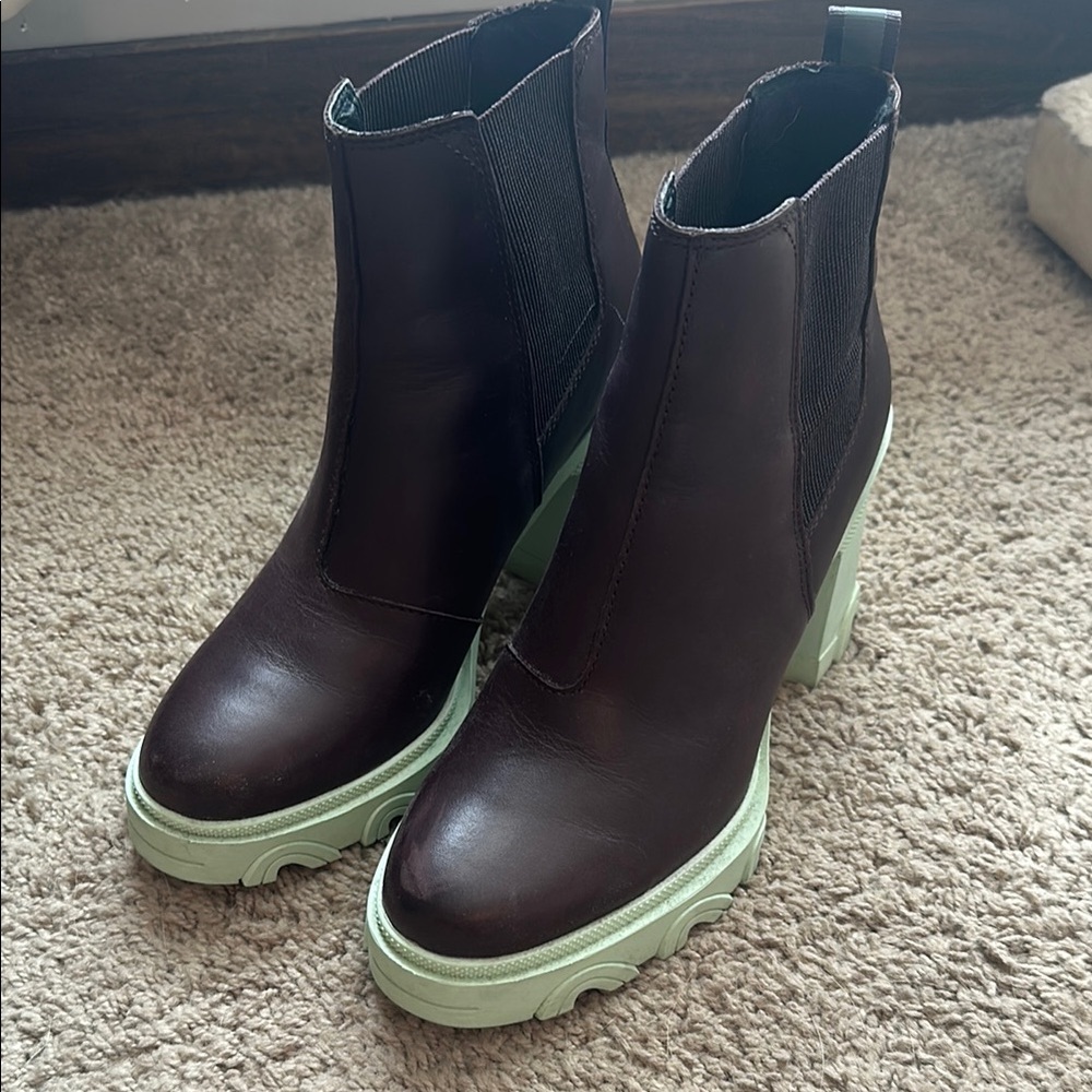 Women's Brown and Green Ankle Boots